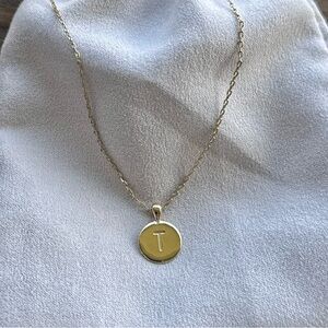 Gold T initial Necklace